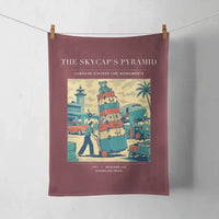 Thumbnail for VINTAGE G4379 - The Skycap's Pyramid - Designed Towels design on darkred