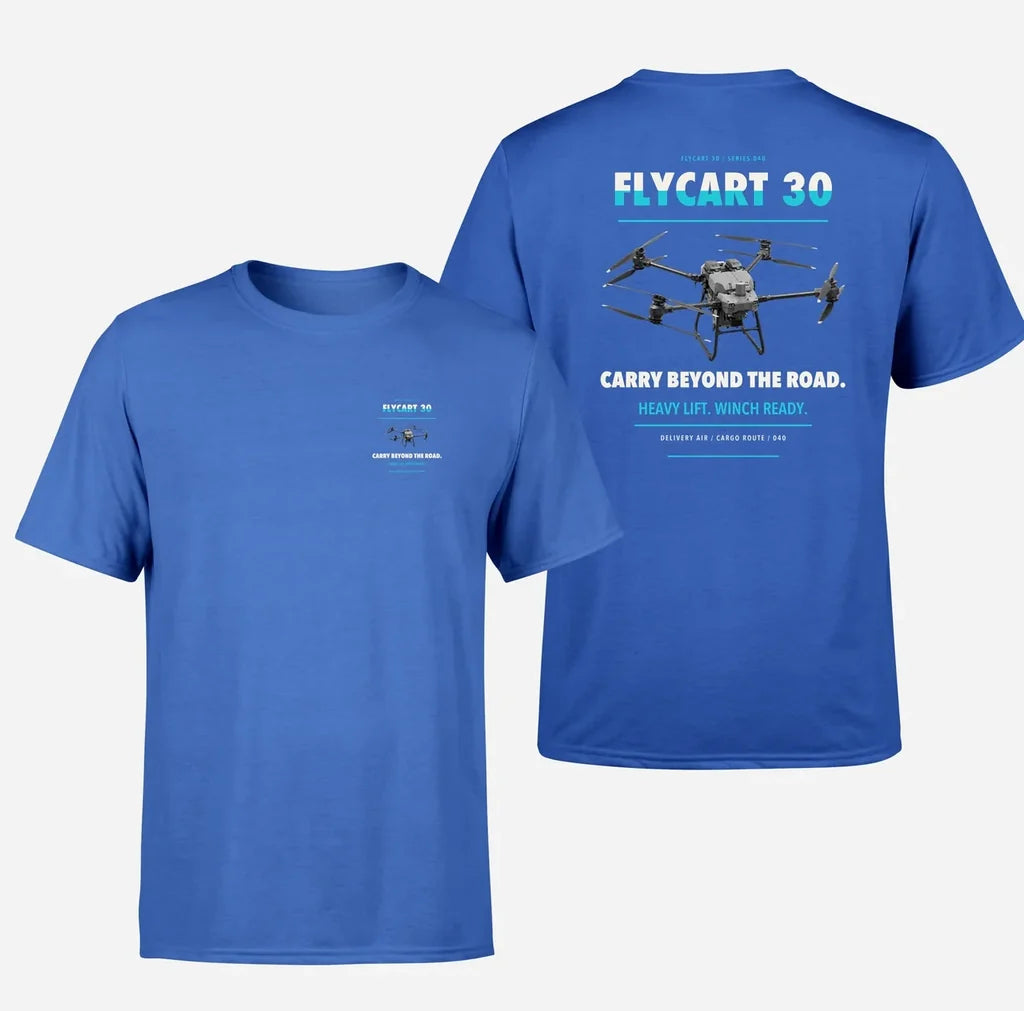 DJI FlyCart 30 design on blue t shirt