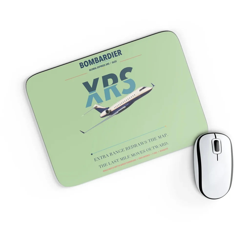 Bombardier Global Express XRS design on light green rectangle mouse pad