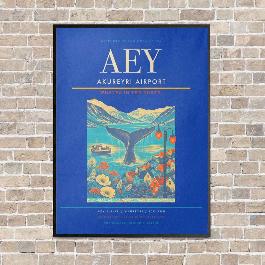 Akureyri Airport AEY - Canvas Framed - Blue