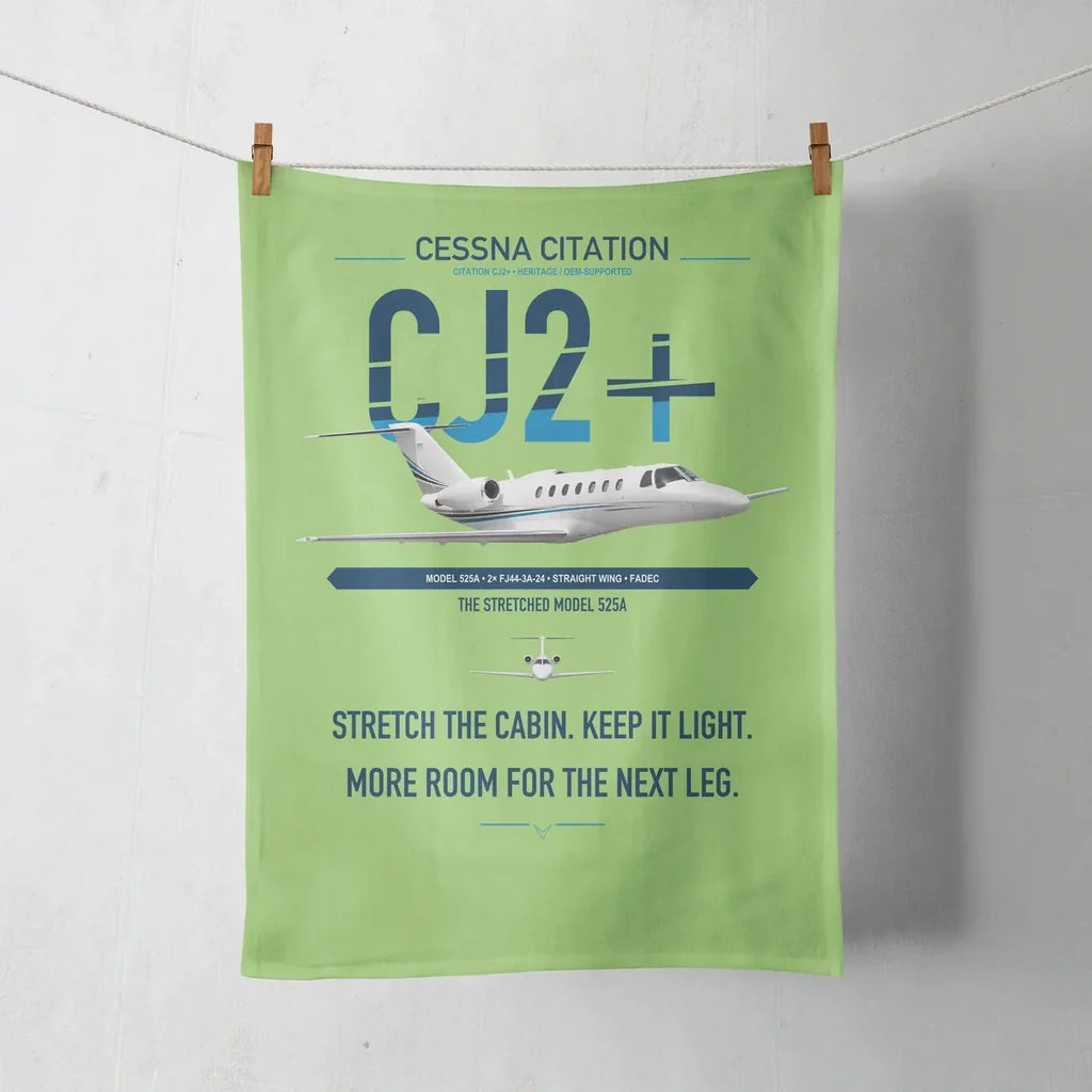 Cessna Citation CJ2+ design on light green towel