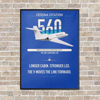 Thumbnail for Cessna Citation 560 - Citation V vertical canvas print - framed - blue background