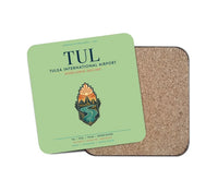 Thumbnail for Tulsa International Airport (TUL) design on light green 1 piece coaster