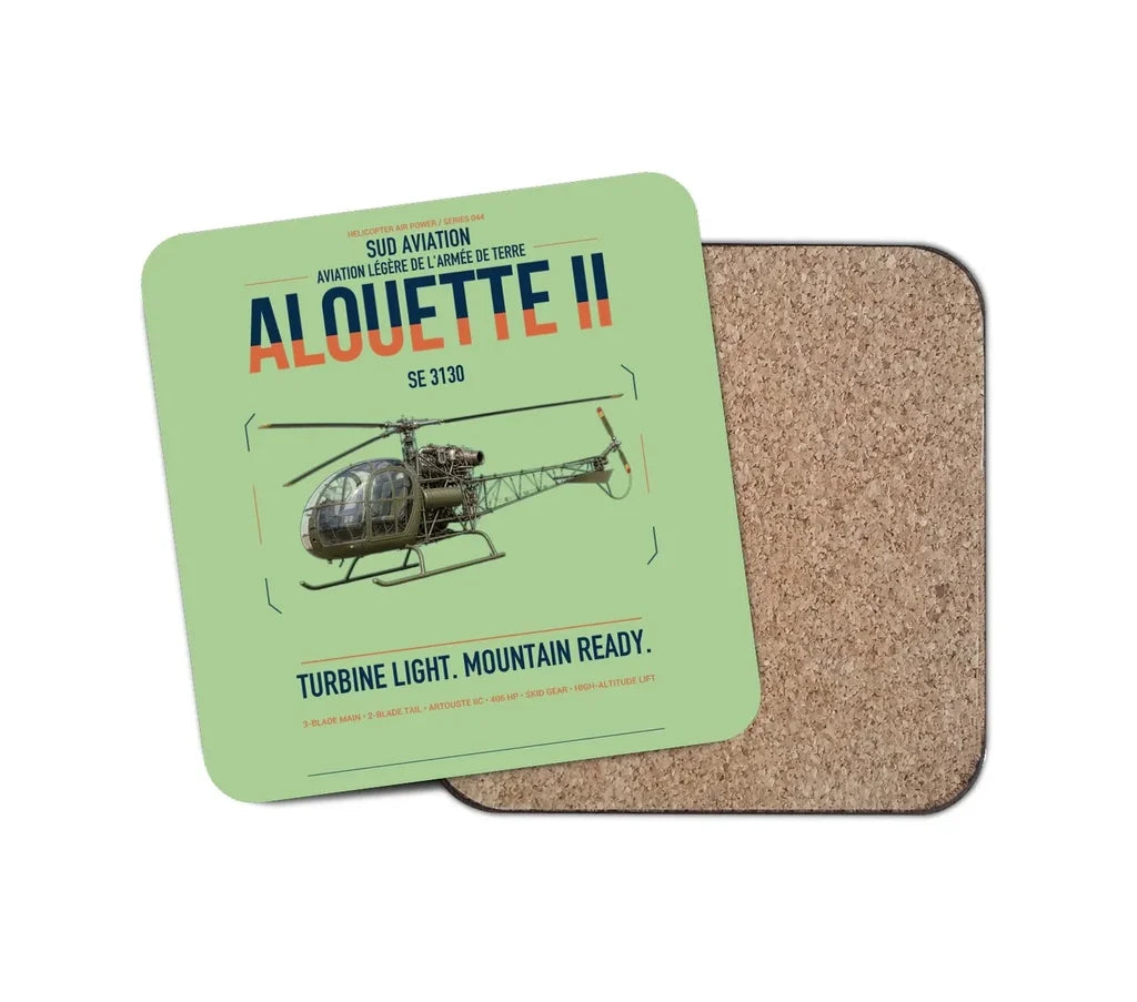 Sud Aviation SE 3130 Alouette II design on light green 1 piece coaster
