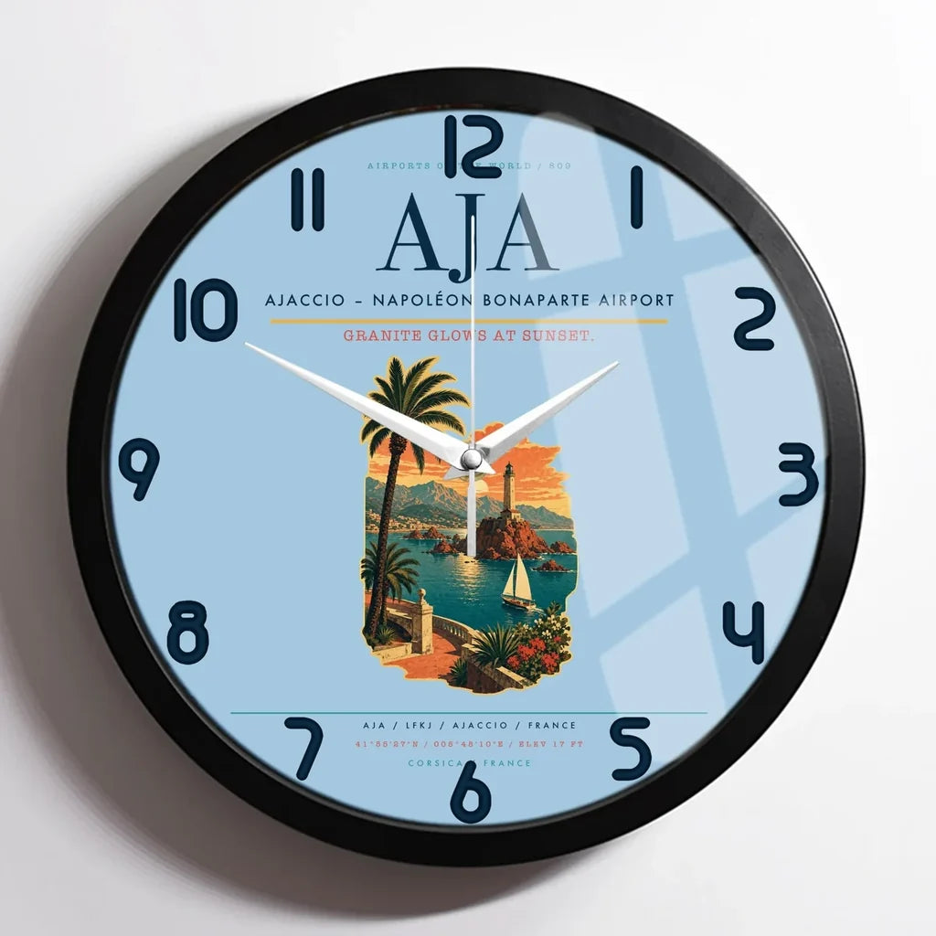 Ajaccio  Napoleon Bonaparte Airport AJA Wall-Clock Framed - Light Blue