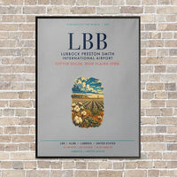 Thumbnail for Lubbock Preston Smith International Airport LBB vertical canvas print - framed - light gray background
