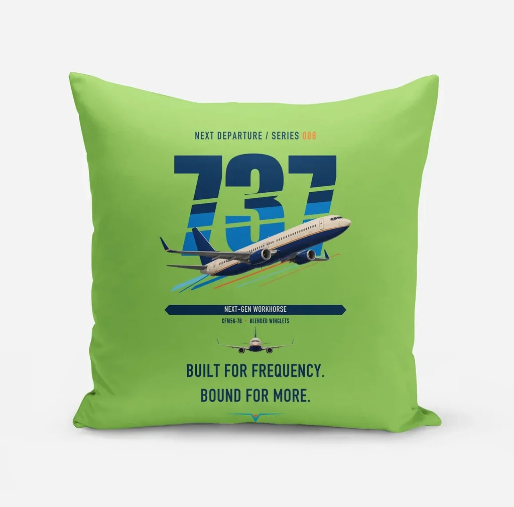 Boeing 737-800 NG design on light green pillow