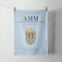 Thumbnail for Queen Alia International Airport (AMM) design on light blue towel