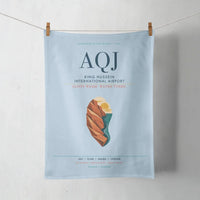 Thumbnail for King Hussein International Airport (AQJ) design on light blue towel