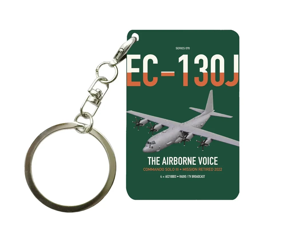 EC-130J Commando Solo III design on dark green designed key chain, double-side print