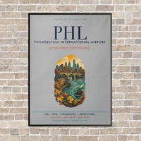 Thumbnail for Philadelphia International Airport PHL vertical canvas print - framed - light gray background