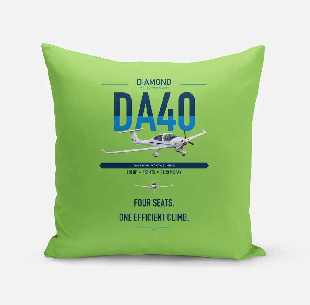 Diamond DA40 design on light green pillow