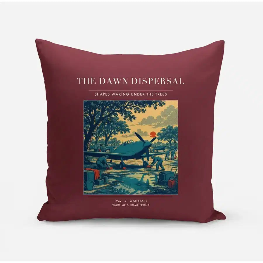 VINTAGE G4531 - The Dawn Dispersal - Designed Pillows design on darkred