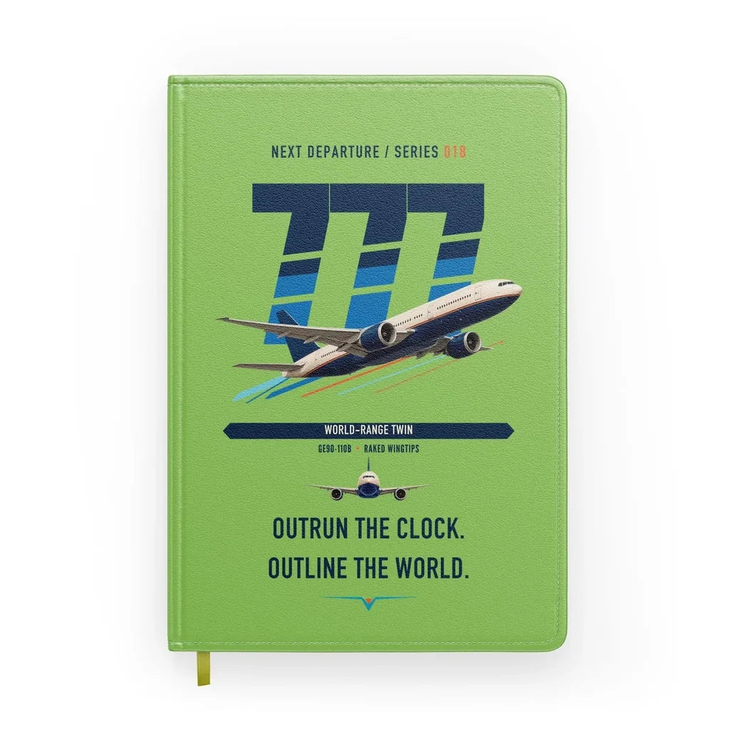 Boeing 777-200LR design on light green notebook
