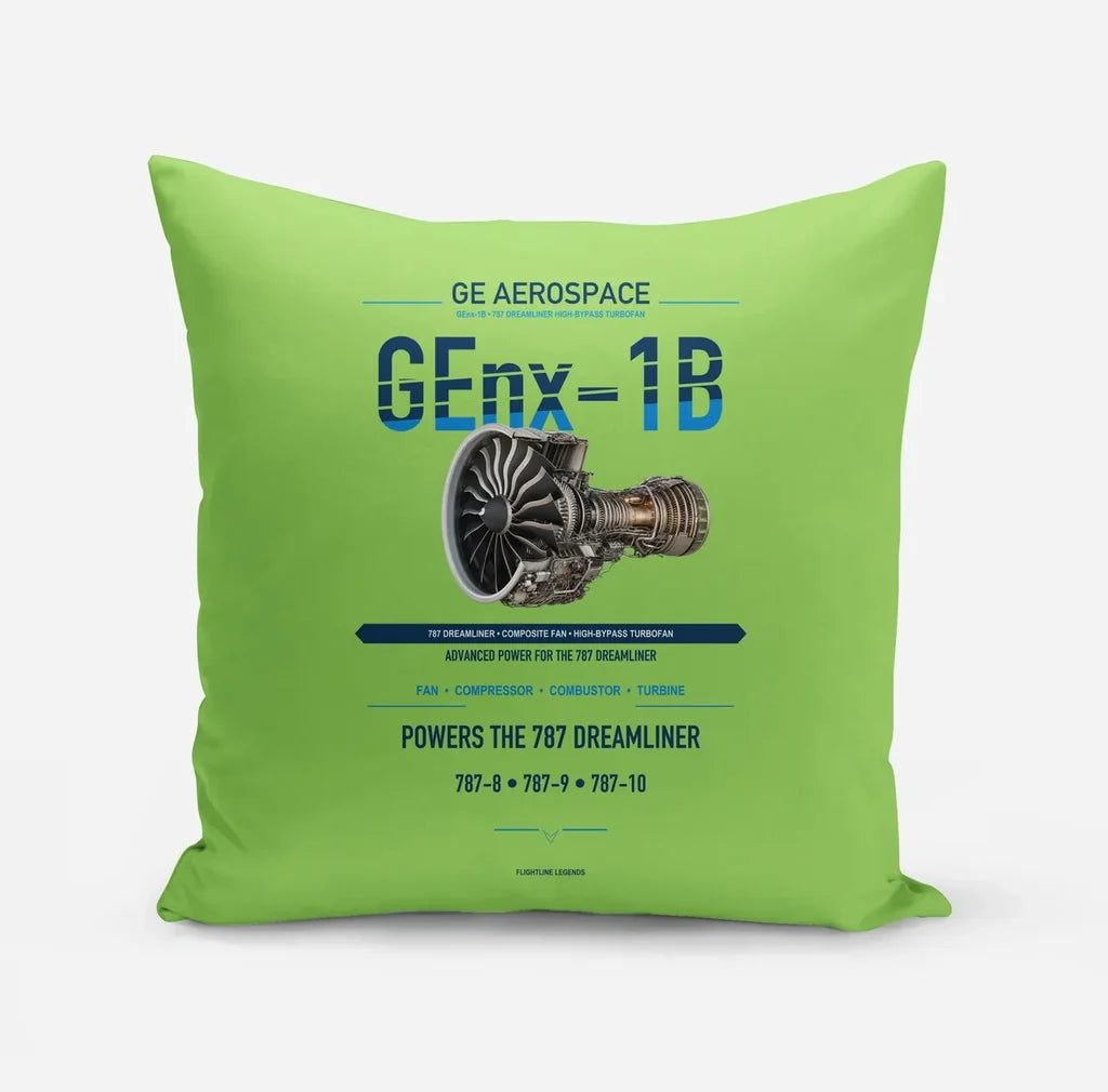 GEnx-1B design on light green pillow