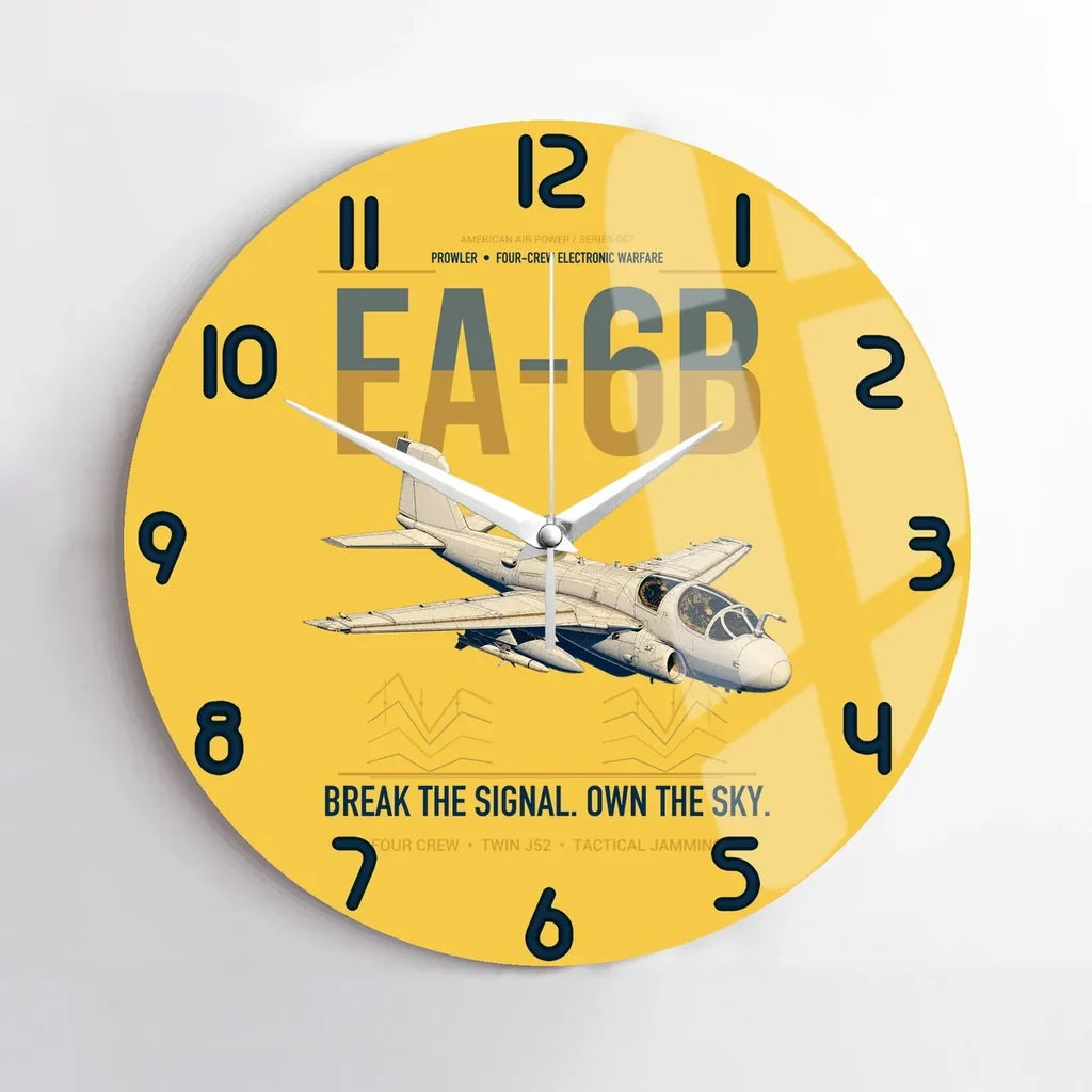 EA-6B Prowler design on yellow no frame wall clock