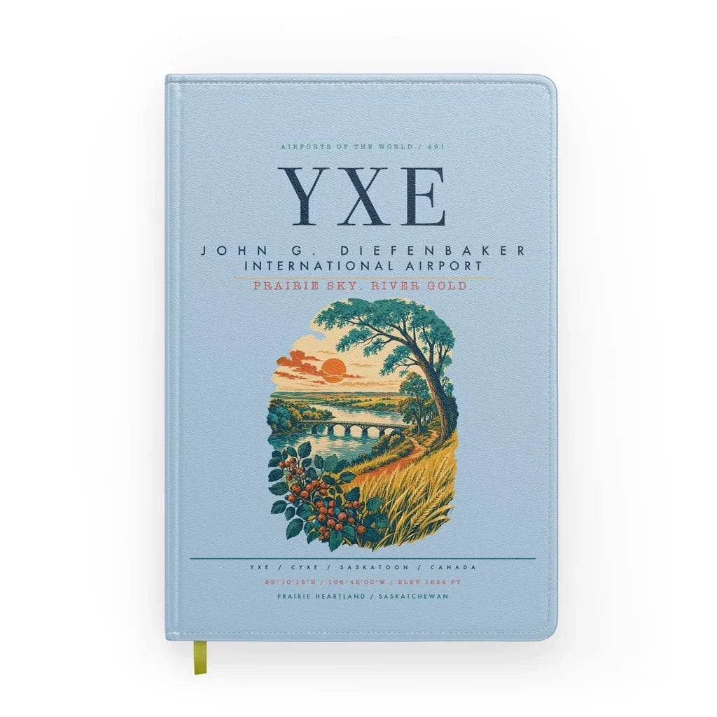 Saskatoon John G. Diefenbaker International Airport (YXE) design on light blue notebook