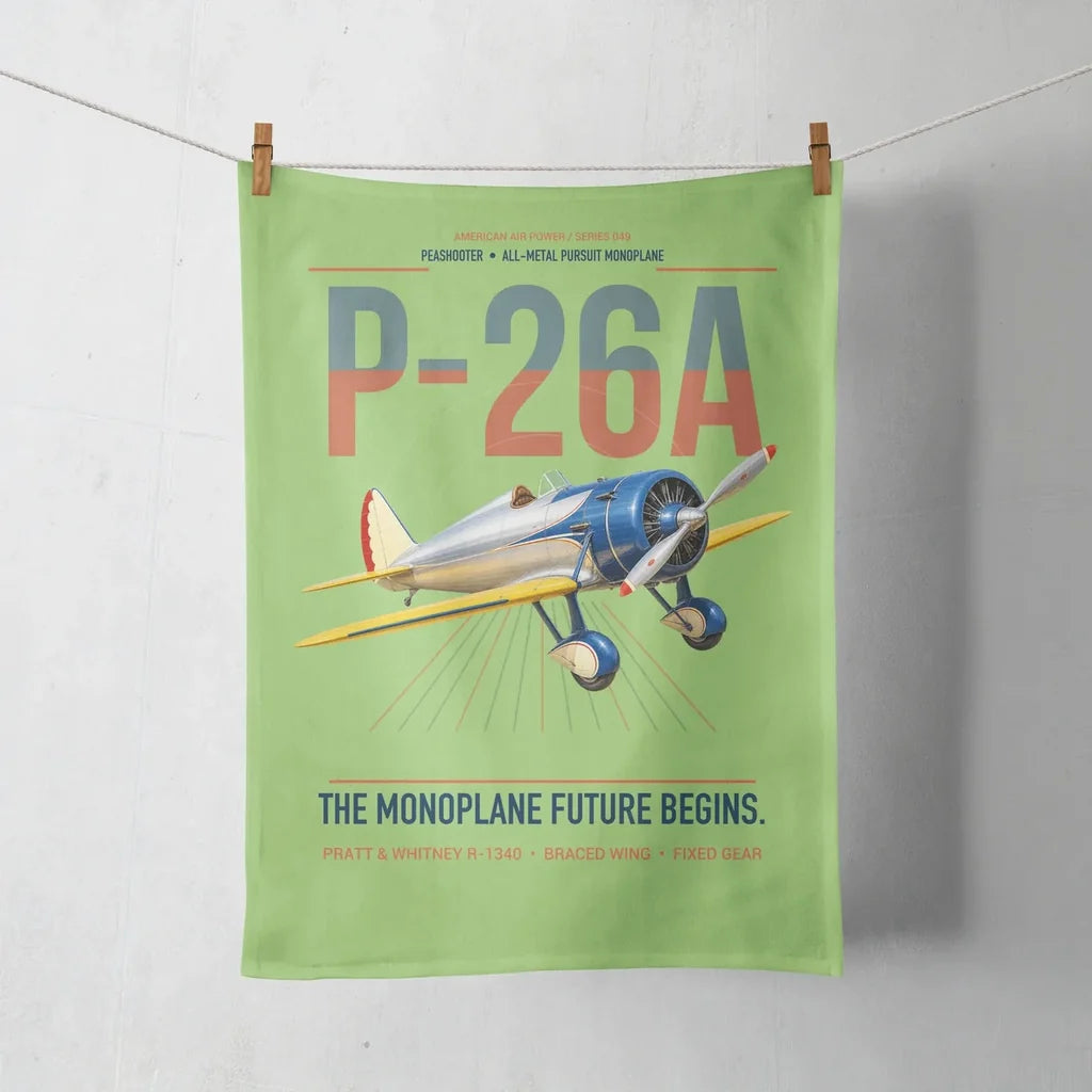 Boeing P-26A Peashooter design on light green towel