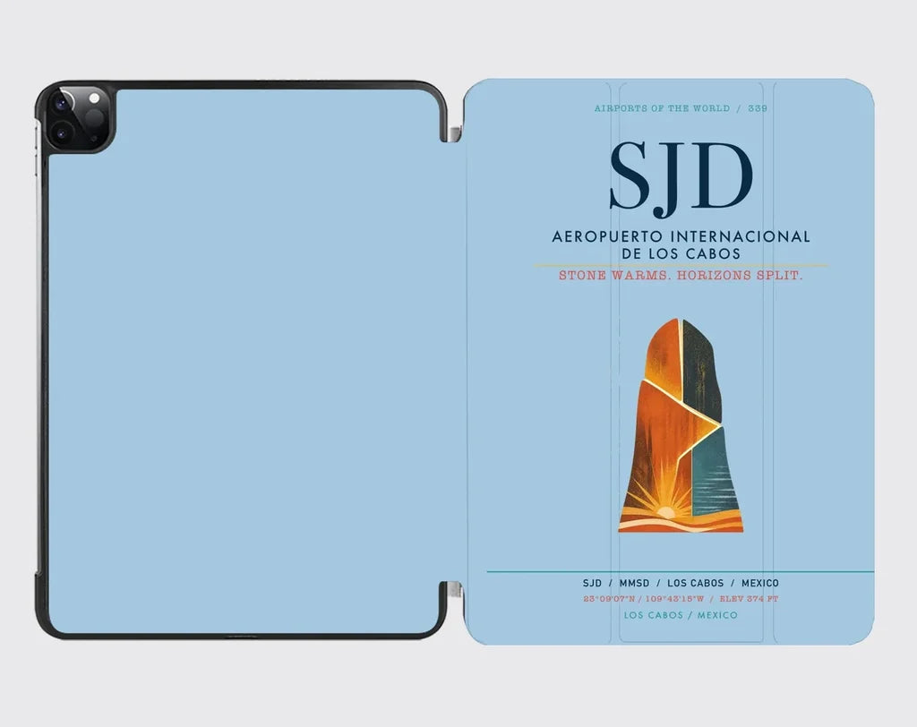 Aeropuerto Internacional de Los Cabos (SJD) design on light blue ipad tablet case
