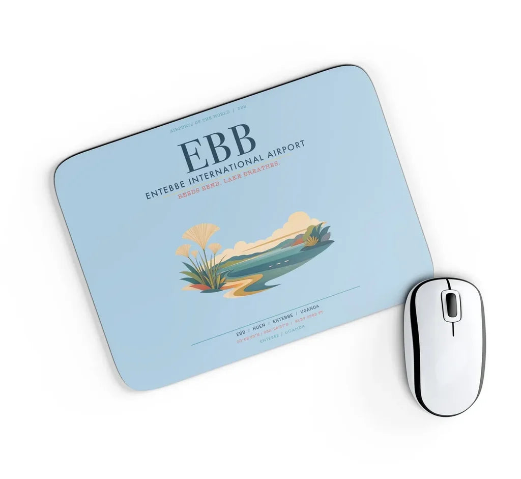 Entebbe International Airport (EBB) design on light blue rectangle mouse pad