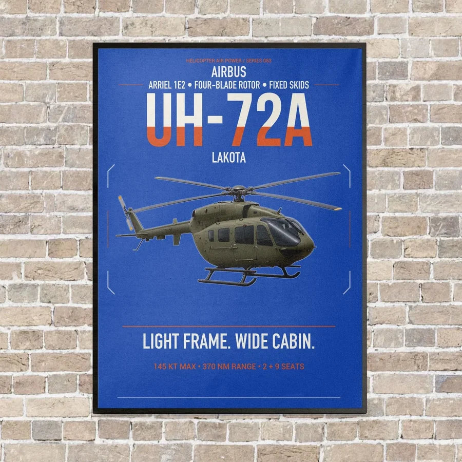 Airbus UH-72A Lakota vertical canvas print - framed - blue background