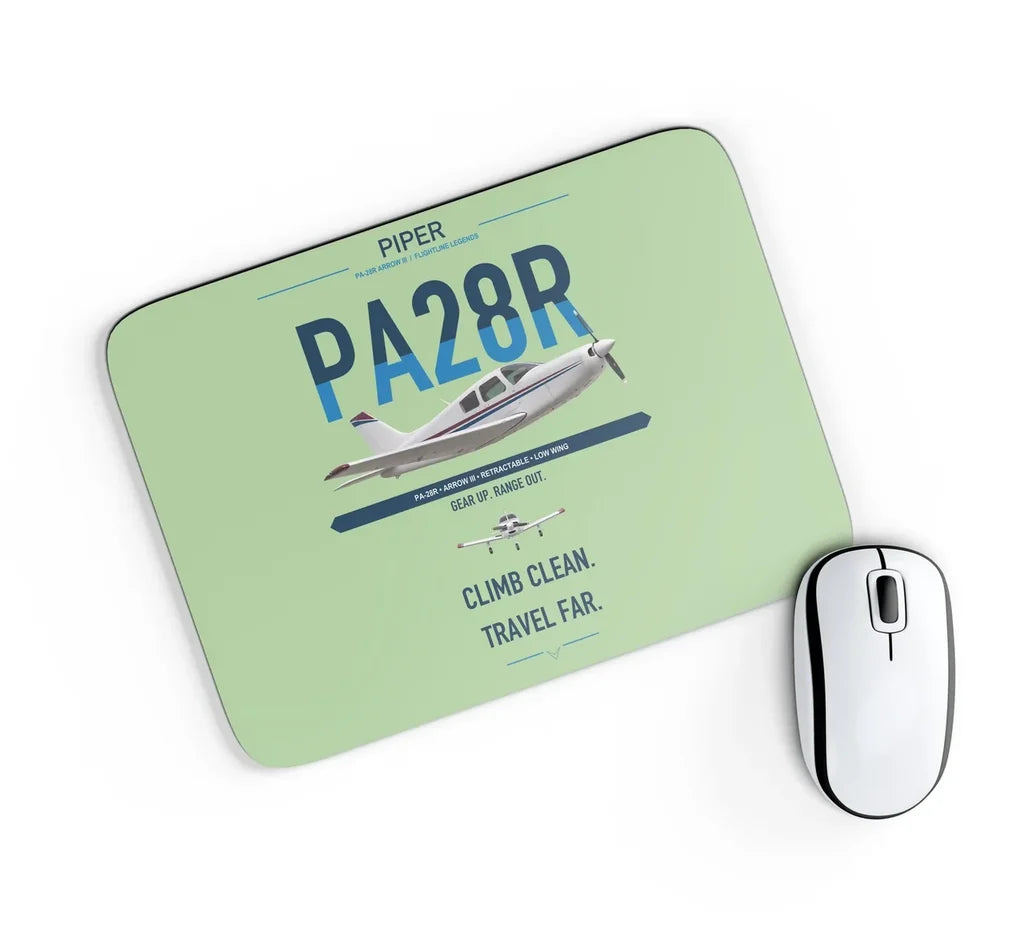 Piper PA-28R Arrow III design on light green rectangle mouse pad