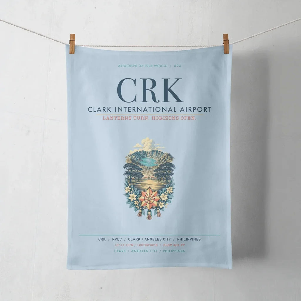 Clark International Airport (CRK) design on light blue towel