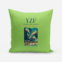 Thumbnail for Yellowknife Airport (YZF) design on light green pillow
