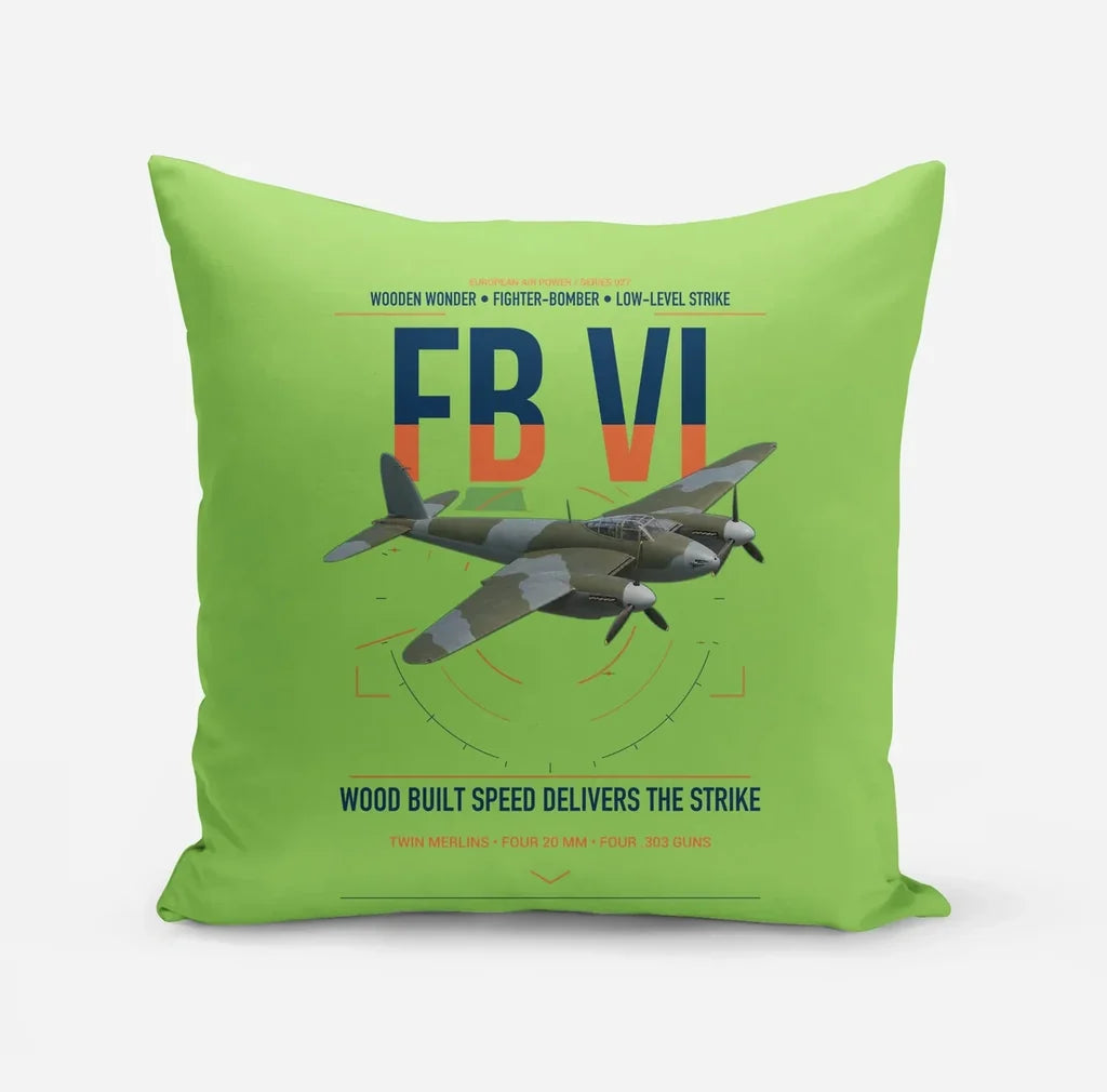 de Havilland Mosquito FB VI design on light green pillow