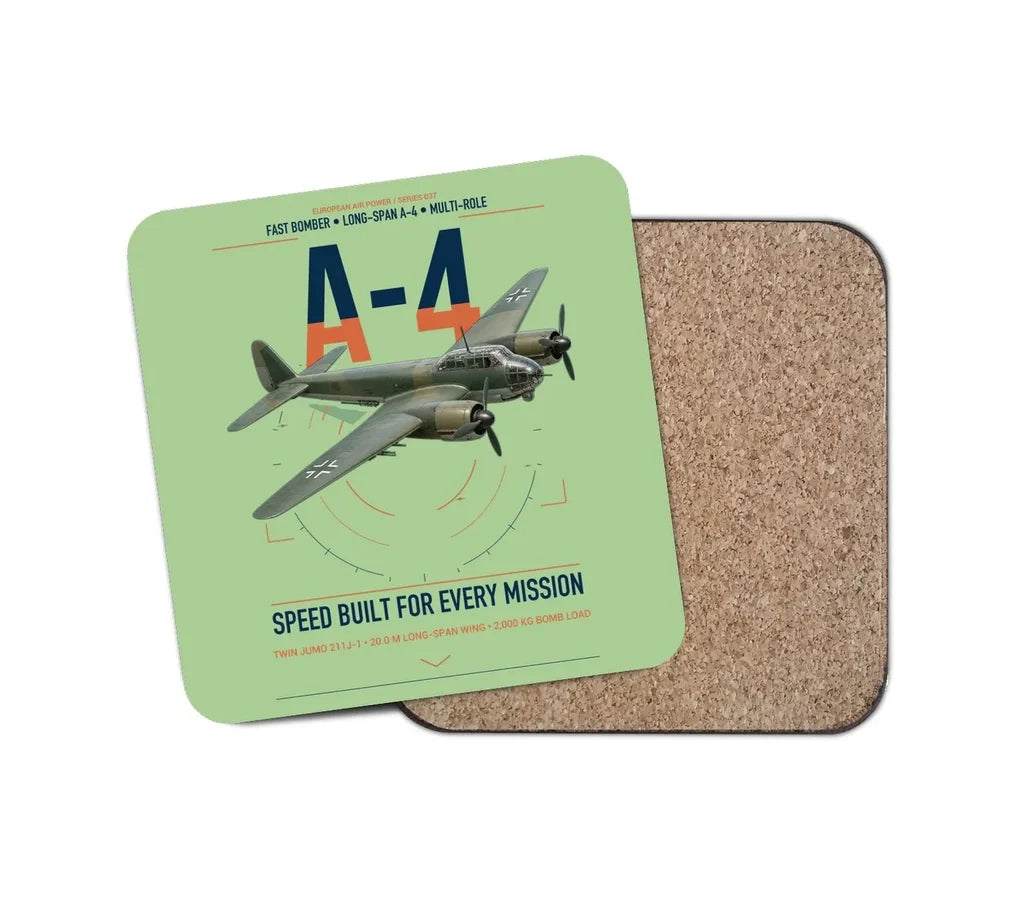 Junkers Ju 88A-4 design on light green 1 piece coaster