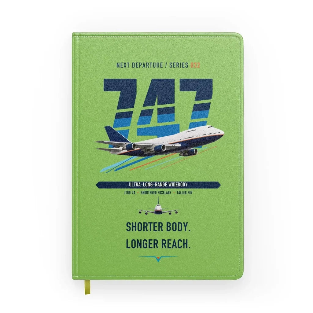 Boeing 747SP design on light green notebook