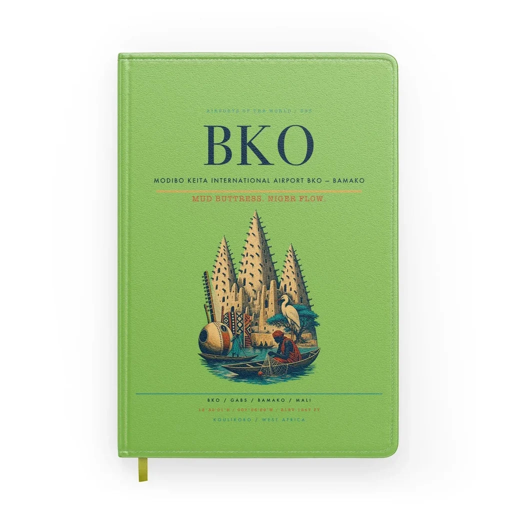 Modibo Keita International Airport (BKO) design on light green notebook
