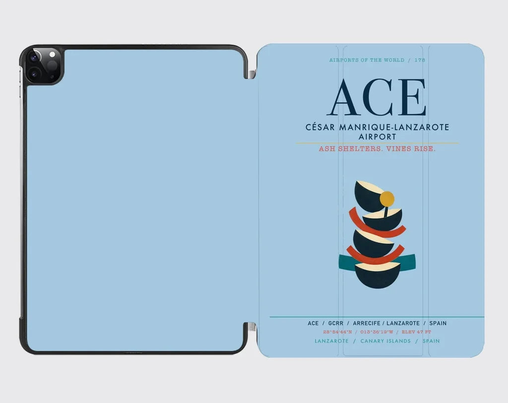 César Manrique-Lanzarote Airport (ACE) design on light blue ipad tablet case