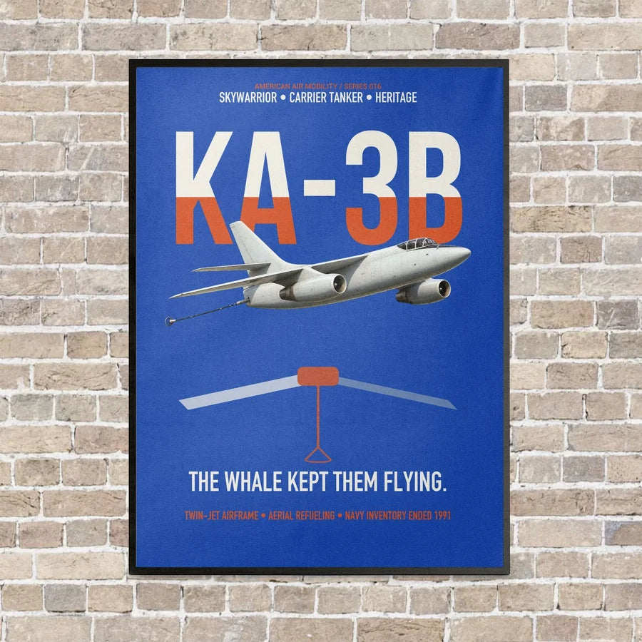 KA-3B Skywarrior vertical canvas print - framed - blue background