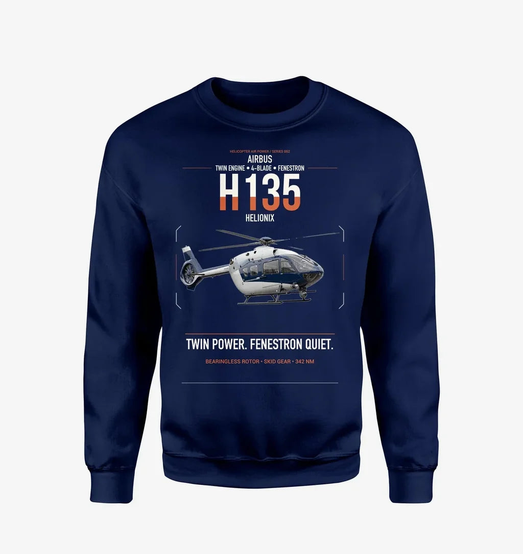 Airbus H135 design on navy blue sweatshirt