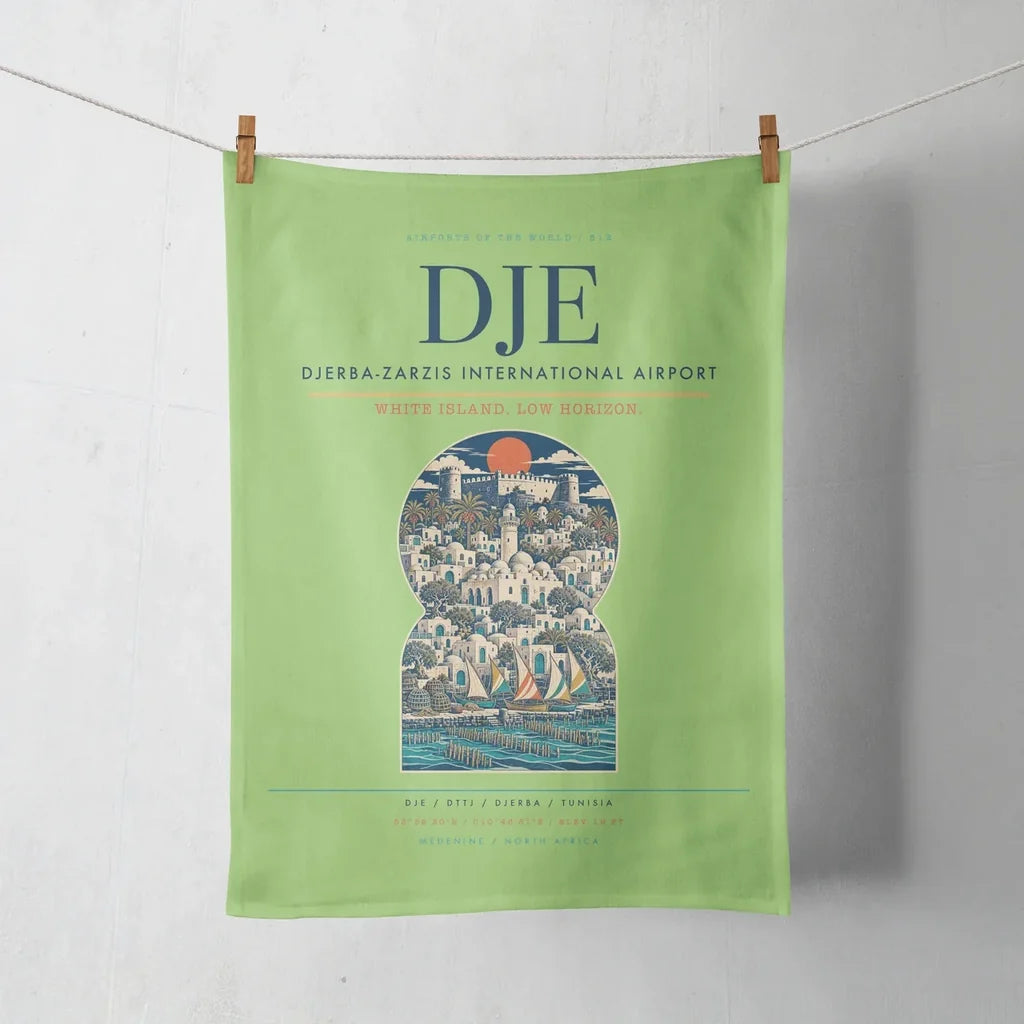 Djerba-Zarzis International Airport (DJE) design on light green towel