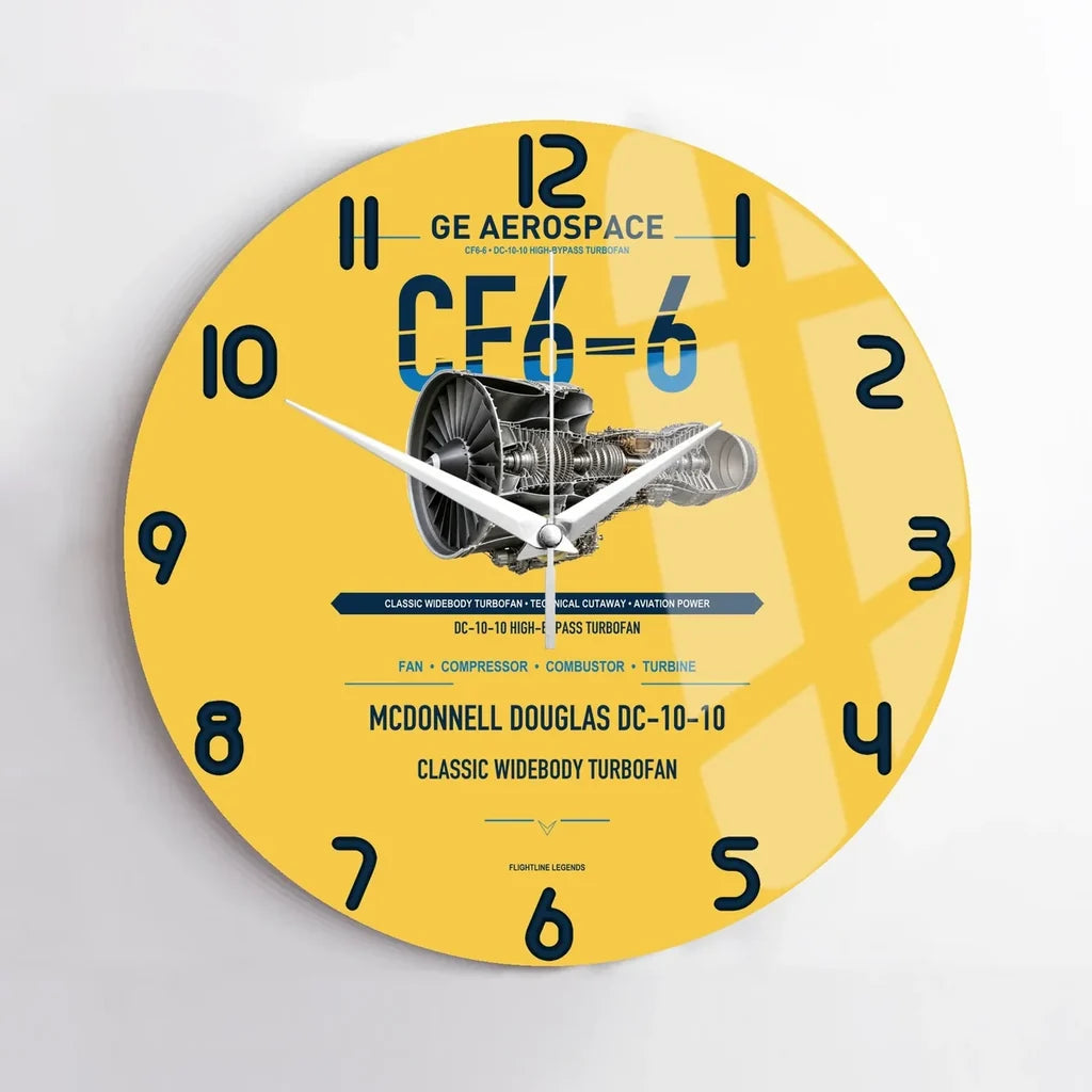 CF6-6 design on yellow no frame wall clock