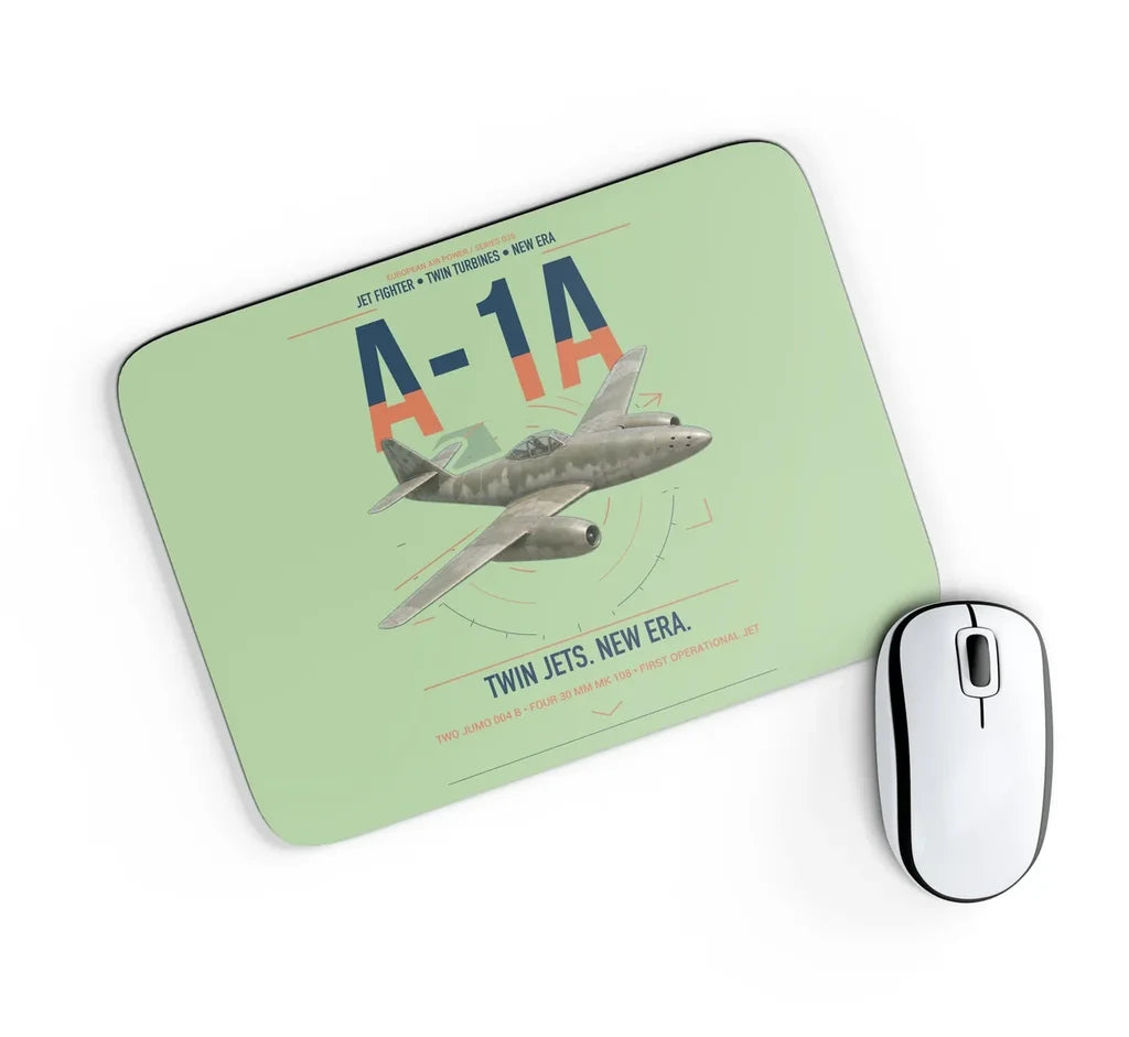 Messerschmitt Me 262A-1a design on light green rectangle mouse pad