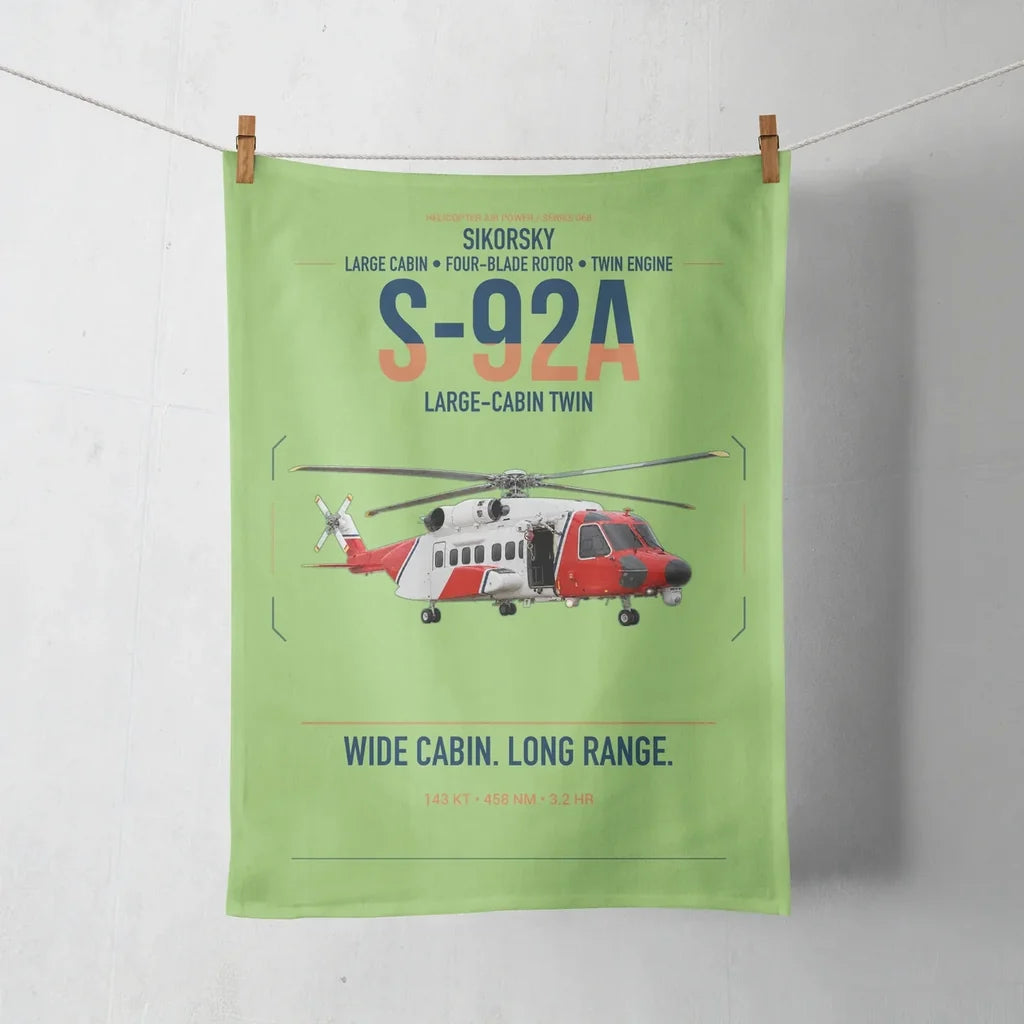 Sikorsky S-92A design on light green towel