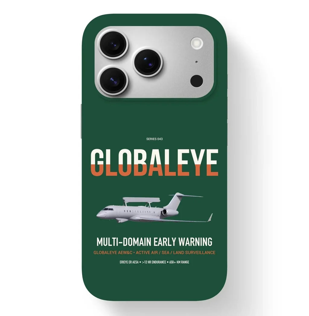 Saab GlobalEye design on dark green magsafe iphone case, for iPhone 17 Pro