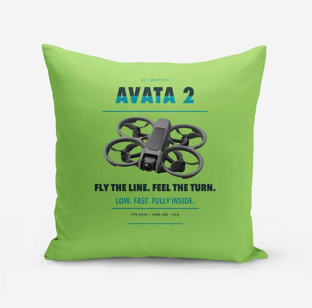 DJI Avata 2 design on light green pillow