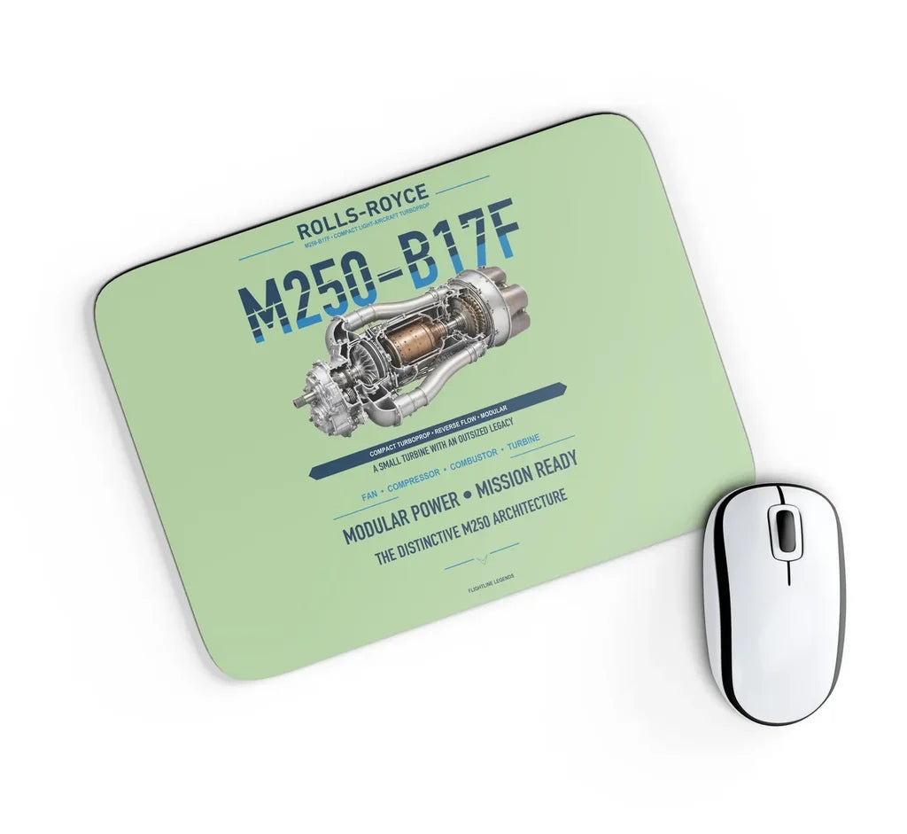 M250-B17F design on light green rectangle mouse pad