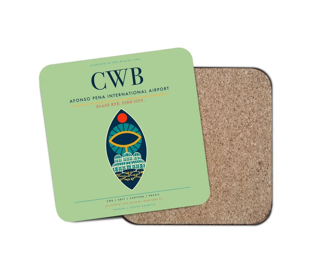 Afonso Pena International Airport (CWB) design on light green 1 piece coaster