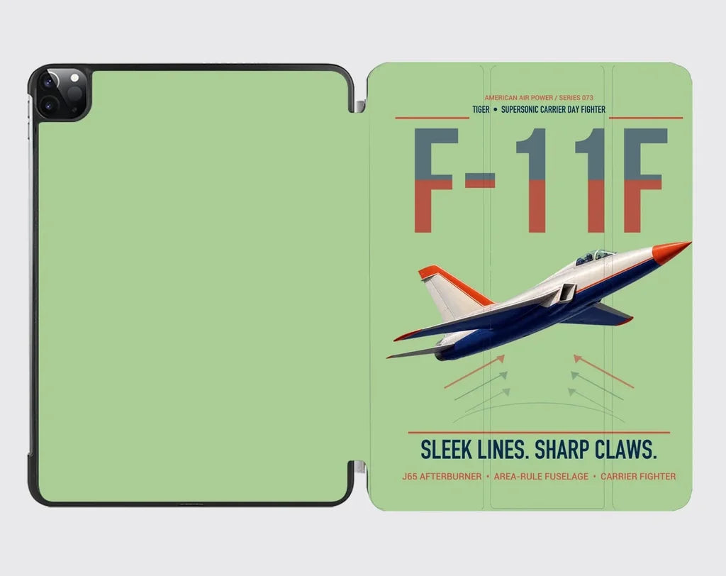 F-11F Tiger design on light green ipad tablet case
