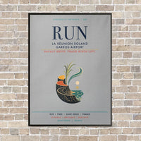 Thumbnail for La Réunion Roland Garros Airport RUN vertical canvas print - framed - light gray background