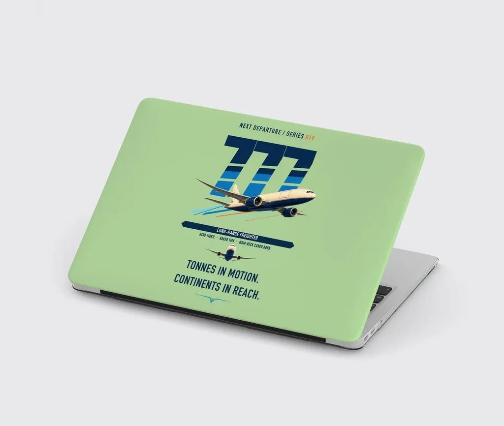 Boeing 777F design on light green MacBook case