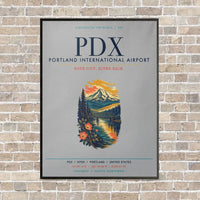 Thumbnail for Portland International Airport PDX vertical canvas print - framed - light gray background