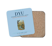 Thumbnail for Dushanbe International Airport (DYU) design on light blue 1 piece coaster