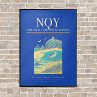 Thumbnail for Cornwall Airport Newquay NQY vertical canvas print - framed - blue background