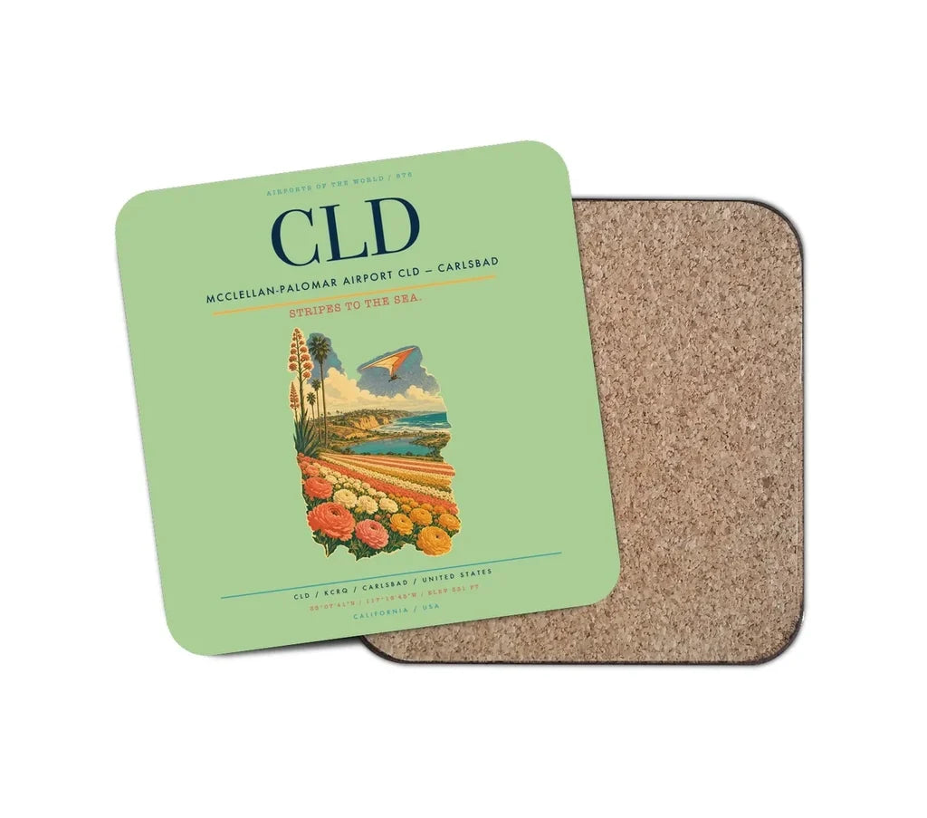 McClellan-Palomar Airport (CLD) design on light green 1 piece coaster